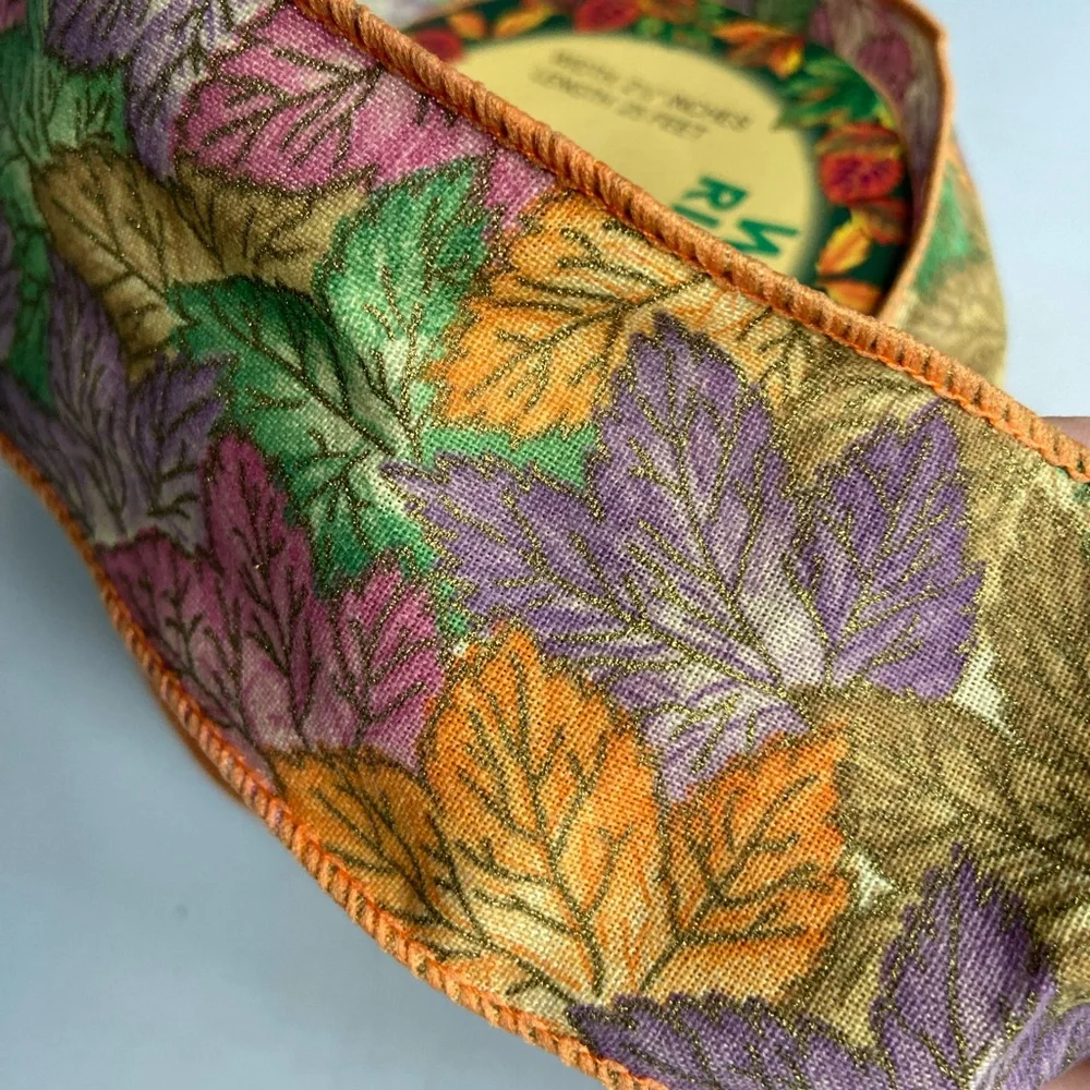 Autumn Leaves Cotton Double Wired Ribbon